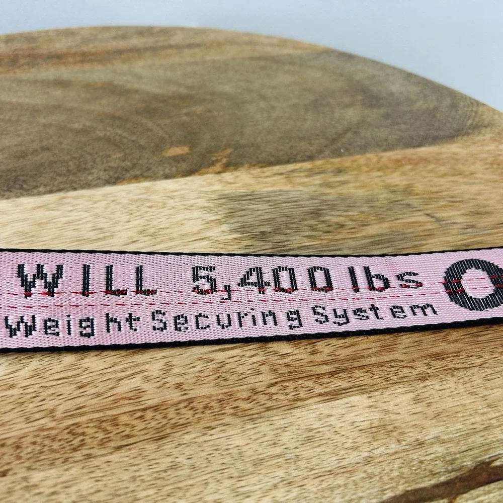 Off White Pink Industrial D-Ring Belt Tow Strap Overall Length 53